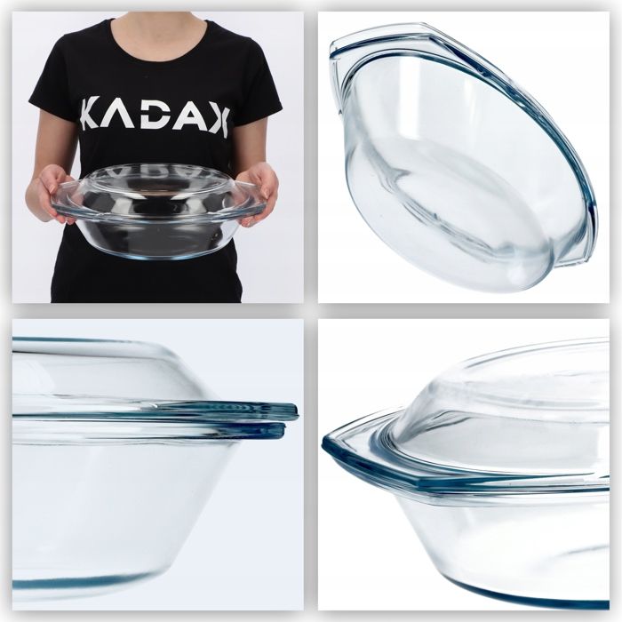Plat à gratin - kadax - ovale 2.9l - verre résistant à la chaleur - couvercle inclus - design contemporain