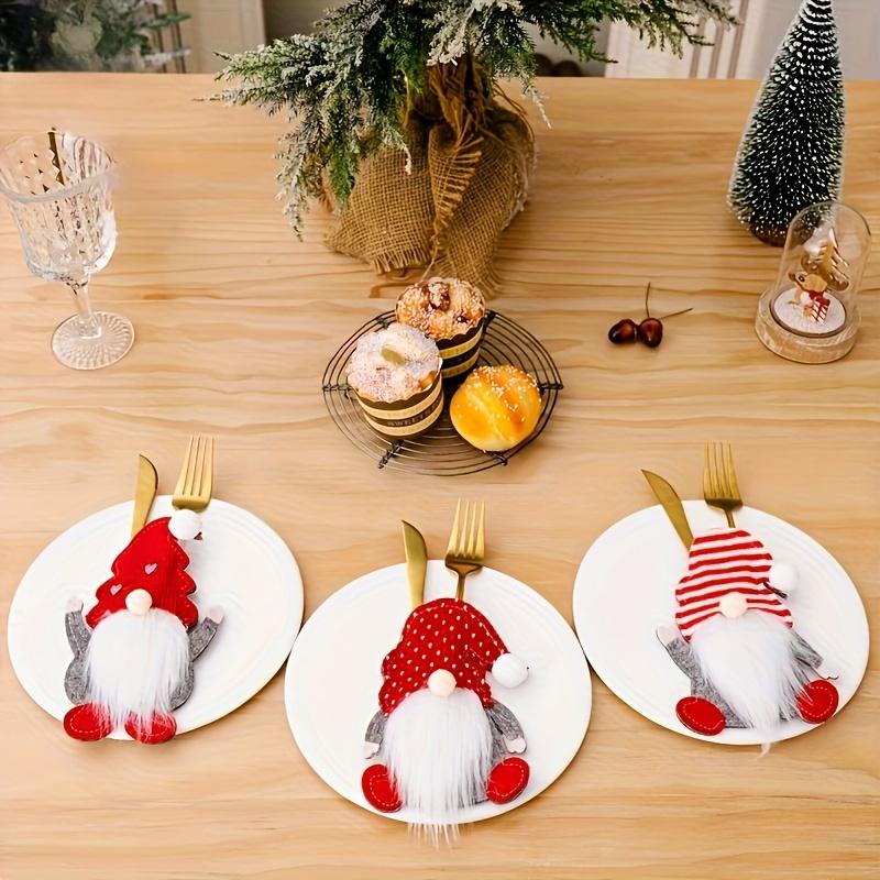 6pcs, Christmas Happy Knife and Fork Storage Set, Christmas Table Knife and Fork Placemat, Knife and Fork Pocket Set