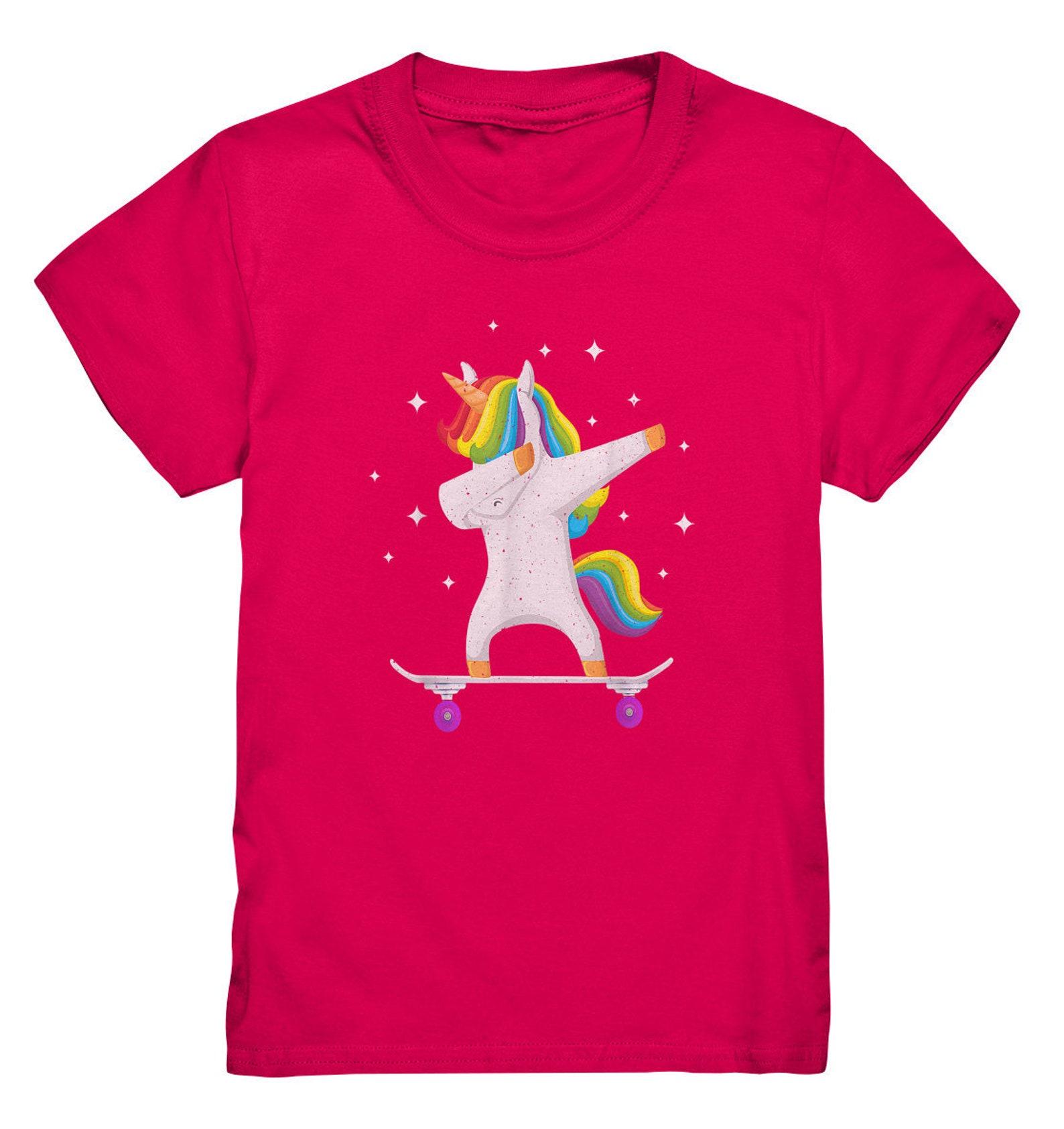 Skateboard Unicorn Dabbing T-Shirt - Kids Premium Shirt / Gifts for Girls Boys S