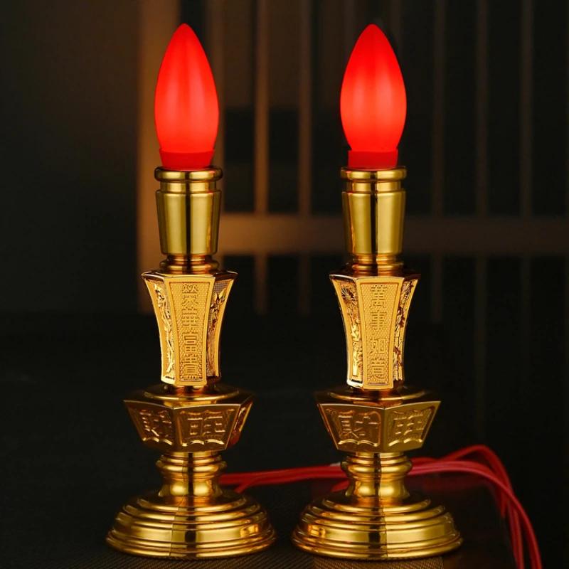 2pcs Plastic Power Simulated Candlestick Buddhist Utensils Home Decoration Buddhist Temple Worship Pray for Auspiciousness