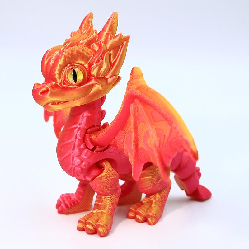 3D Printed Flying Dragon Statue Western Devil Dragon Joints Movable Simulation Eyes Pet Ornaments Office Desk Decor Handicrafts