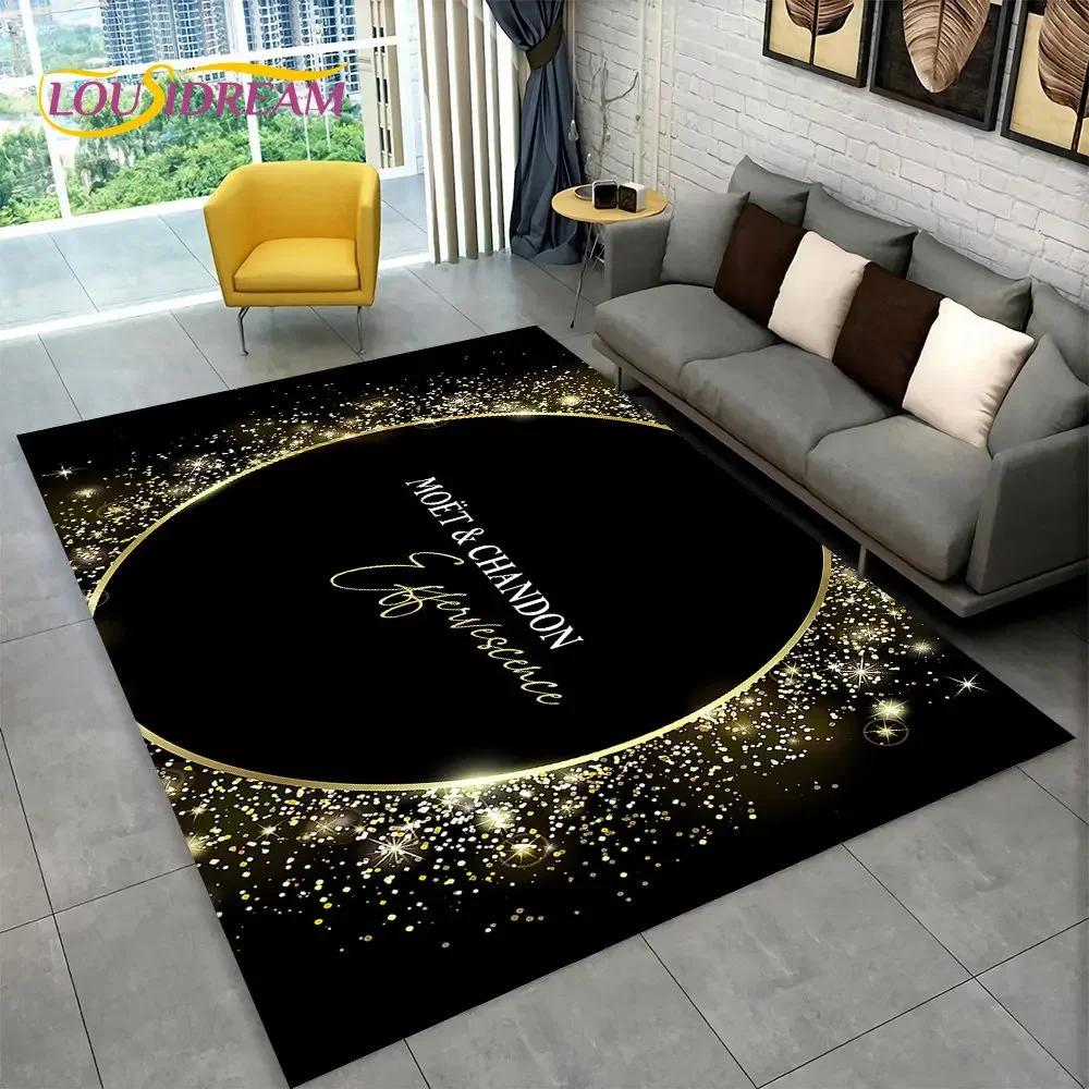 C-Champagne M-Moet & C-Chandon Teppich für Schlafzimmer Wohnzimmer Zuhause Sofa Dekoration, Kinderspiel Große Dekoration Bodenmatte Geschenk