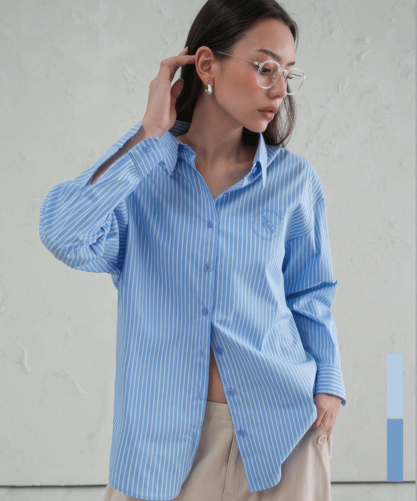 VIVACIOUS Ciel Unbalance Stripe Shirt - 2Col