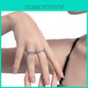 Unique Adjustable Open Finger Ring For Women Stylish Geometric Design Copper Fashion Accessory