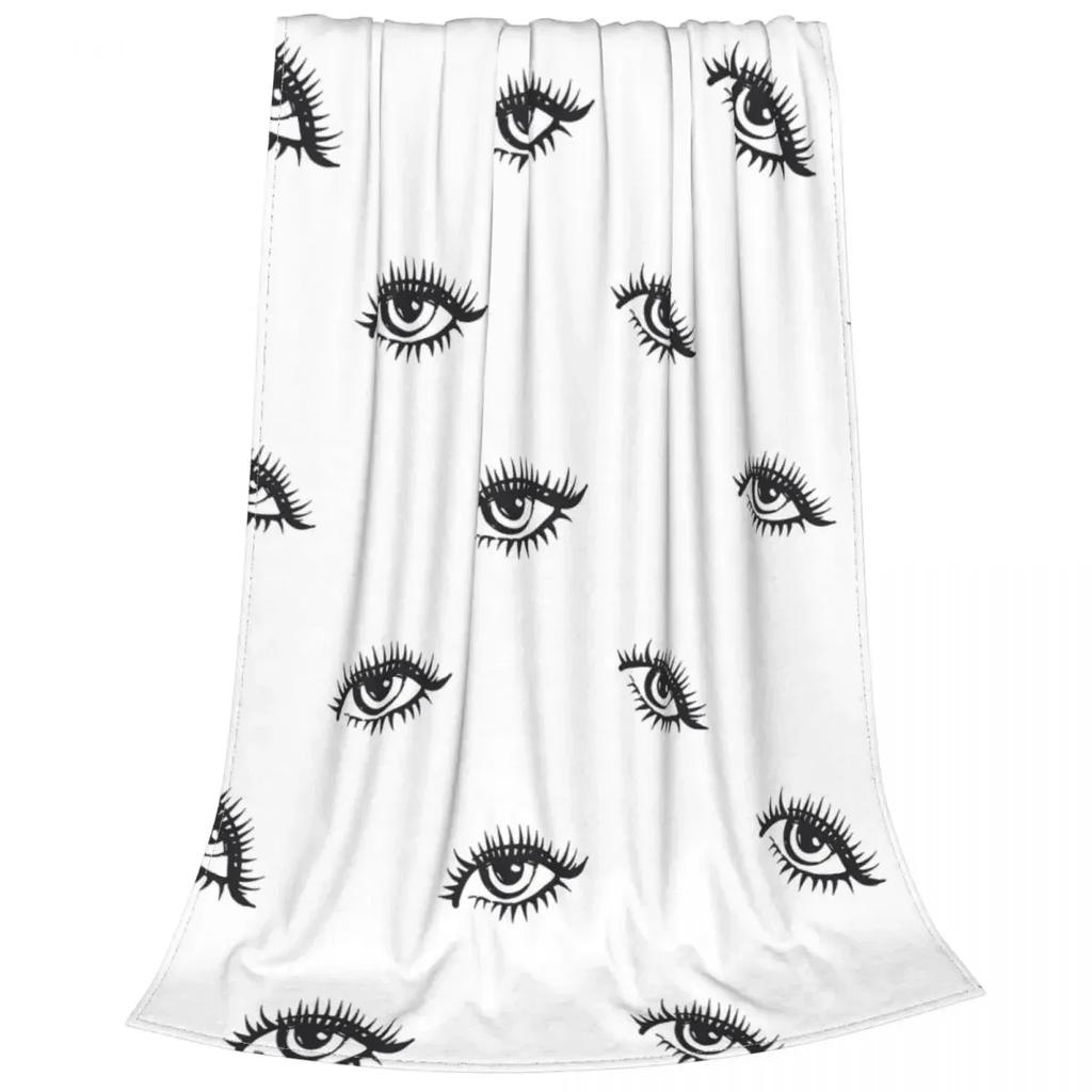 Eyelash Blanket Eyes Pattern Design Plush Throw Blanket, Modern Simple Lovely Flannel Fleece Blanket for Sofa Couch Room Decor