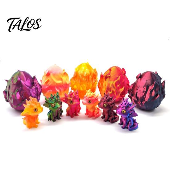 Colorful Dragon Statue 3D Printed with Egg, Gradient Baby Figurine, Holiday Party Favors Collectable Small Toy for Kids, Favors, Desktop Decoration