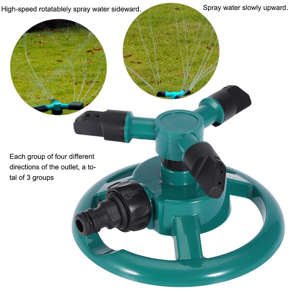 360 Degrees Fully 3 Nozzle Circle Rotating Watering Sprinkler Irrigation System for Garden