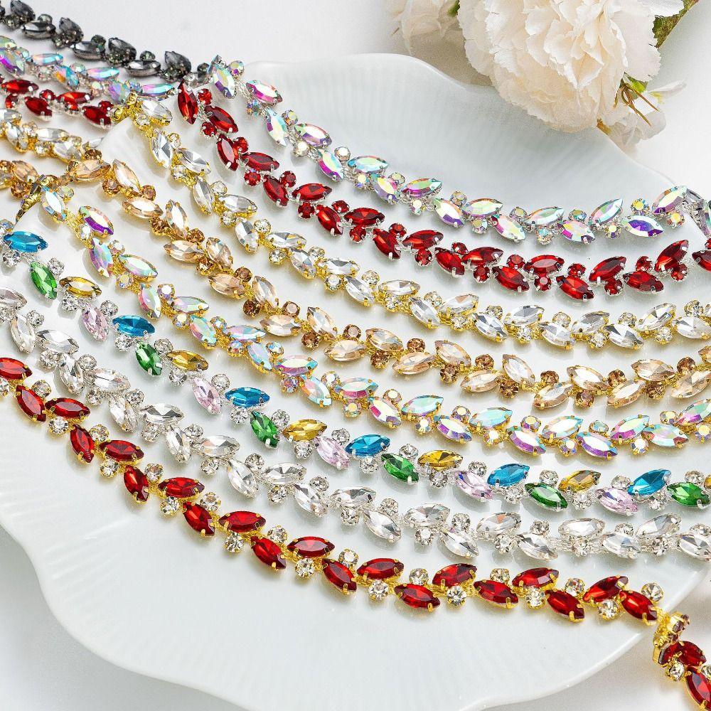 1Yard/90cm Rhinestone Border Multi-color Crystal Versatile Diamond Ribbon self-adhesive DIY Rhinestone Chain