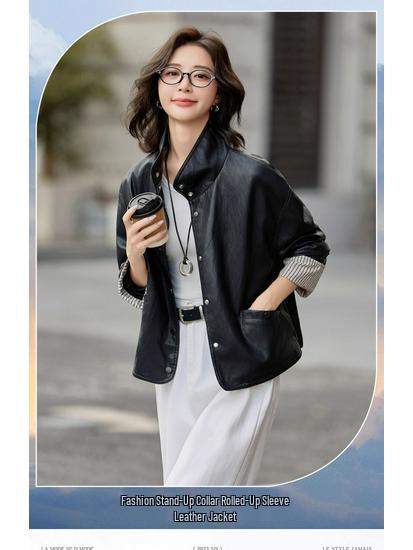 2025 Autumn Women's Petite Motorcycle Leather Jacket - Stylish, Unique, and Chic Short Coat