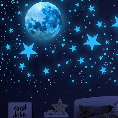 Fluorescent Moon Star Wall Decals Glow In The Dark Stars Wall Stickers Glowing Stars for Ceiling Home Bedroom Decoration Sticker
