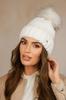 Winter Hat With Eco Pompom, Fleece-Lined, Ecru Color, Kamea-Furja