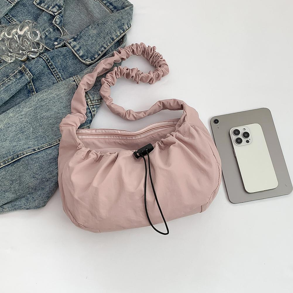 Women Drawstring Satchel Bag Adjustable Strap Leisure Sling Bag Large Capacity Cloud Drawstring Hobo Bag Female Daily Bag