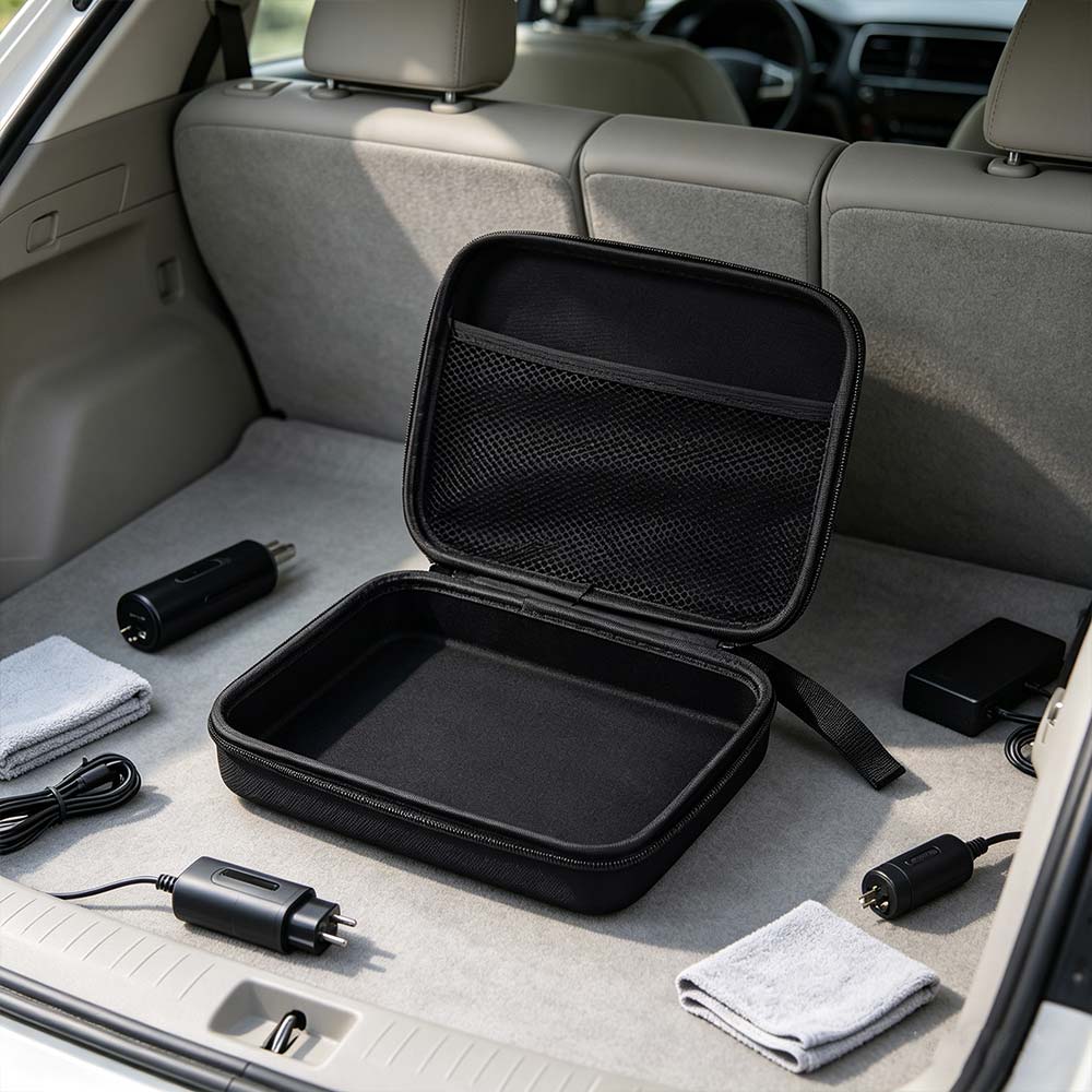 Aufbewahrung Tragbare Luftpumpe Staubdichte Tasche EVA PU Auto Hartschalen-Aufbewahrungstasche Digitale Produkte