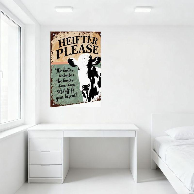 Vintage Rusty Metal Tin Sign Heifer Please Holstein Cow Butter Slang Art Farm Decor for Man Cave Bar Home Wall Decoration