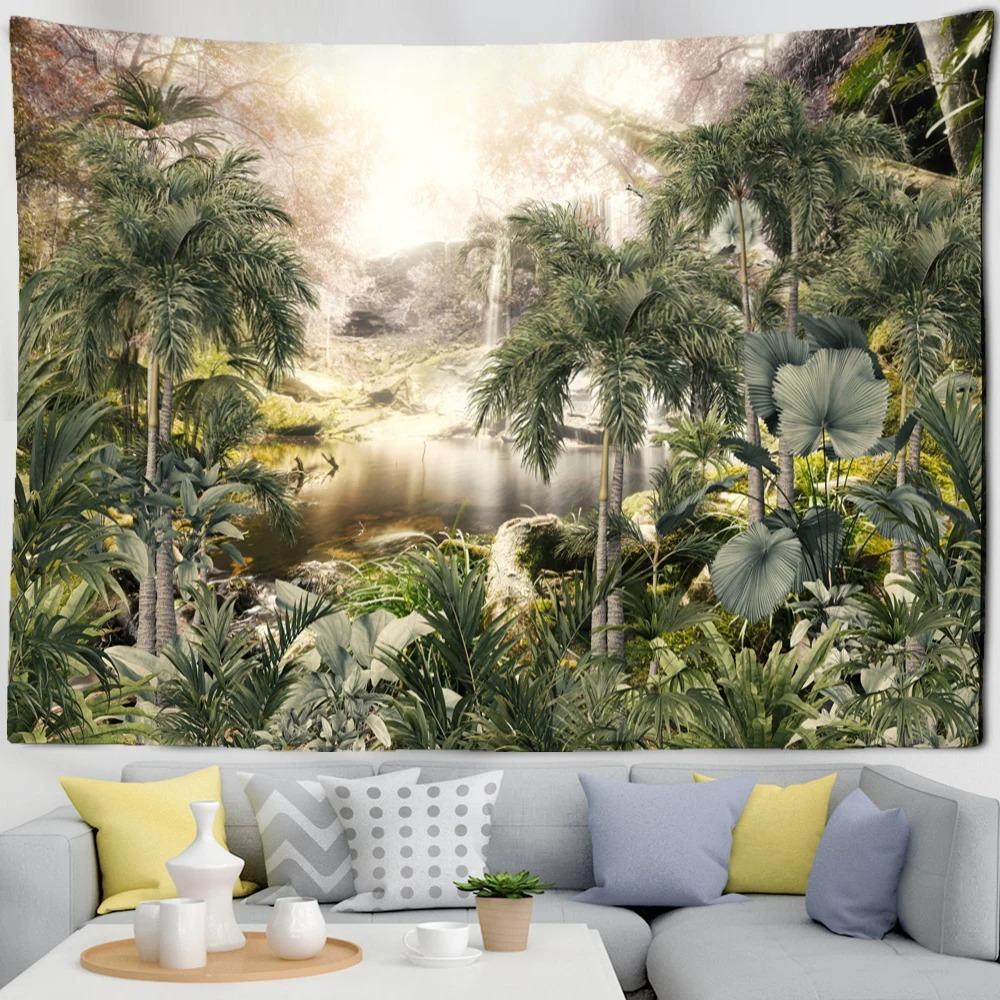 Tropical Plant Garden Wall Hanging Bedroom Wallpaper Living Room Decoration Cloth Hanging Cloth Wall Hanging