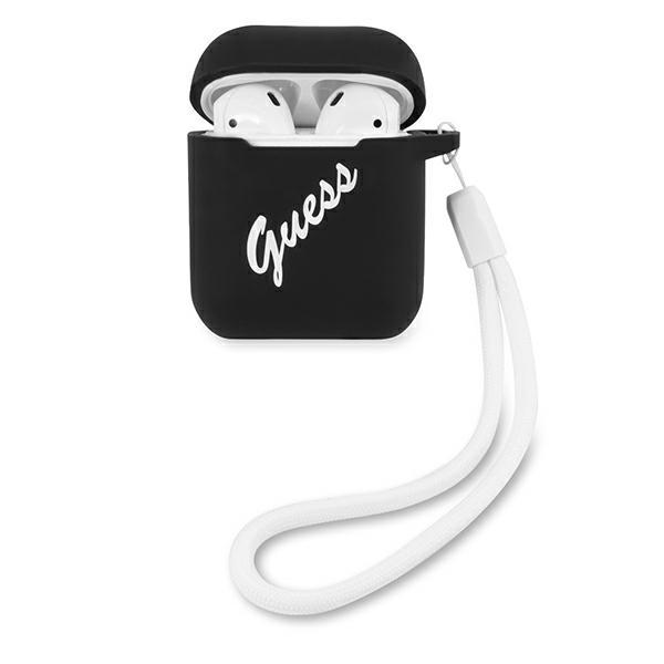 Guess Guaca2Lsvsbw Airpods 1/2 Coverczarno Biały/Black White Silicone Vintage