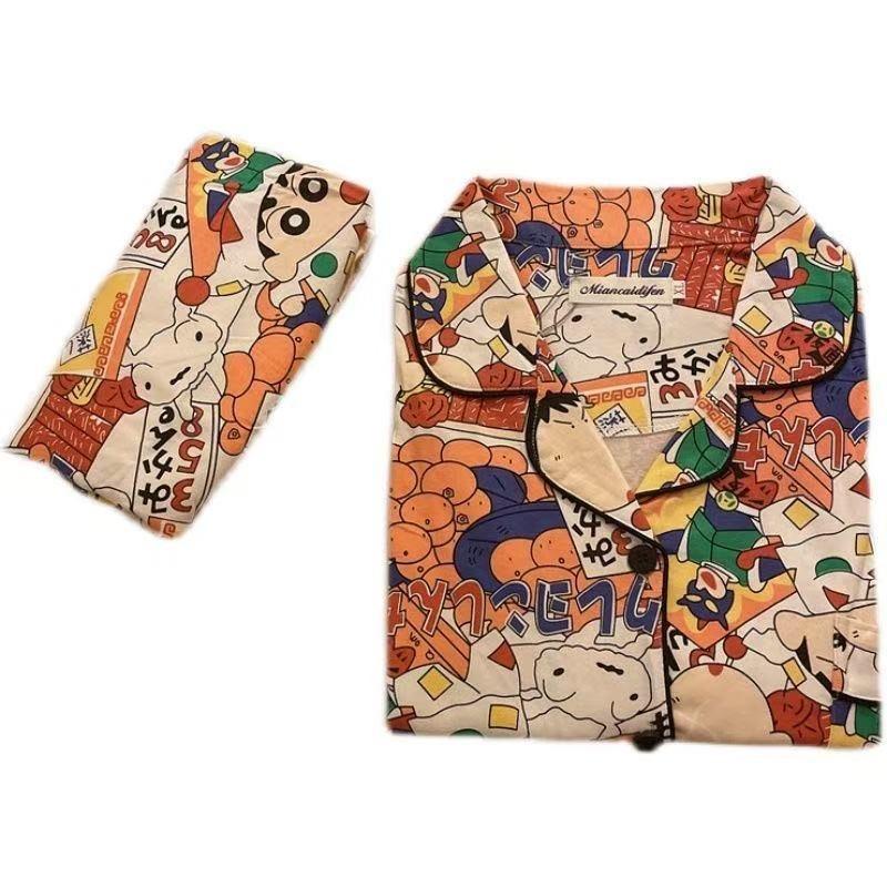 [High-quality Imitation Cotton] [With Chest Pad] Ins Wind Cartoon Pajamas Women's Summer New Student Dormitory Loungewear