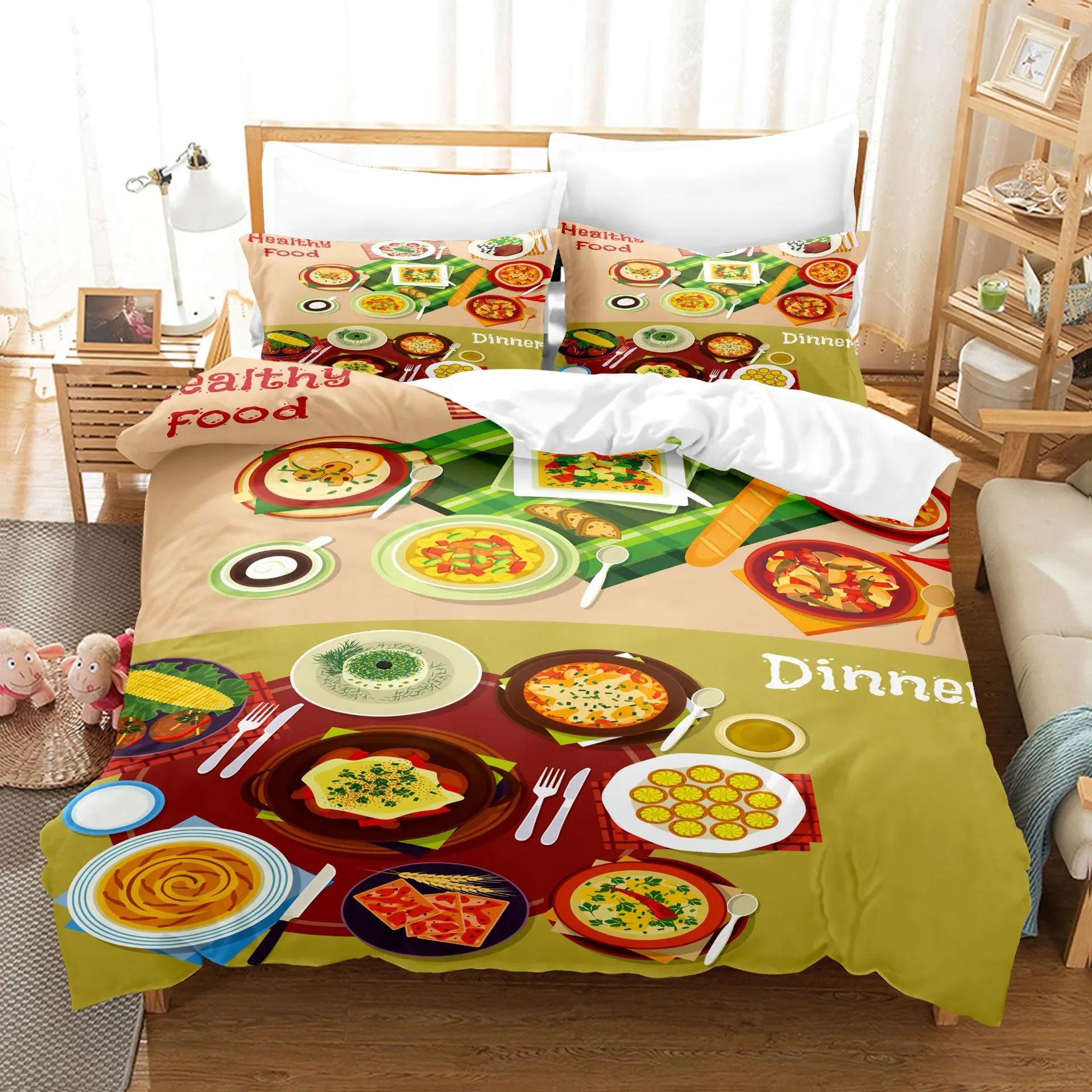 

Comforter Housse De Couette 220X240 Pizza Gourmet Food Comforter Sets King Size Orange Refreshing Series For Bedding Set Comforter (quilt)-EU Single(135*200cm)3pcs