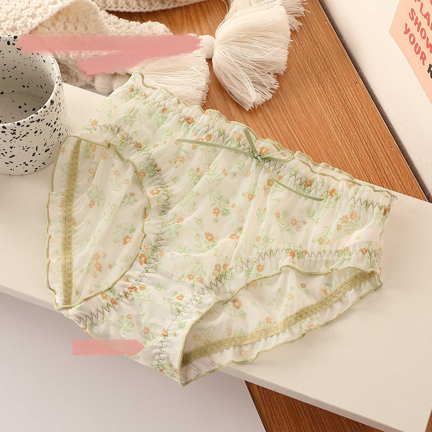 

Кружевные трусики-слипы из сетки Pure Desire с мелким цветочным узором, сексуальные, милые, дышащие, со средней посадкой, треугольные женские трусики One size