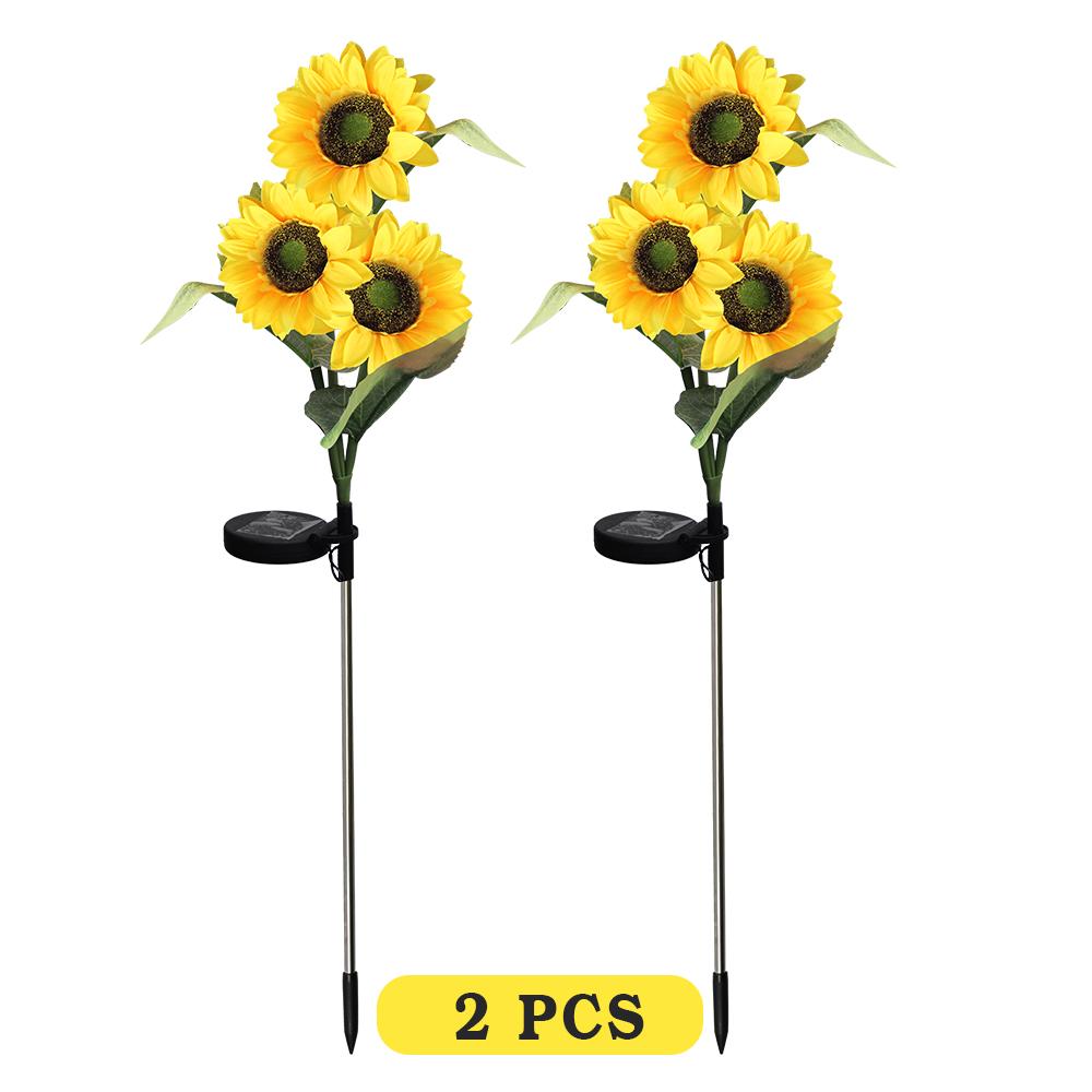 Solar Lights Outdoor Garden Decor 3 Heads Sunflower Light Waterproof Outdoor Lamp Auto ON/Off Decorative Lights for Garden Patio