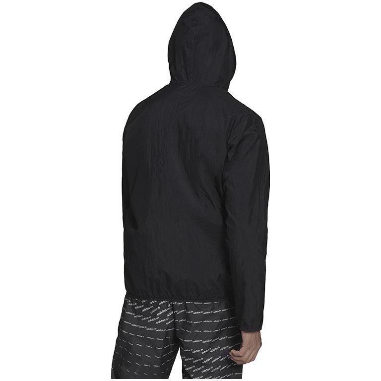Adidas Originals Trefoil Solid Logo Embroidered Zip Hoodie With Elastic Hem Men Sportswear Jacket Black H34687