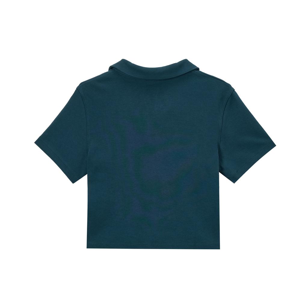 Nike Sportswear Essentials Series Embroidered Logo Short Slim Fit Polo Shirt Women Polo Shirts Deep-Sea-Blue Sail DV7885478