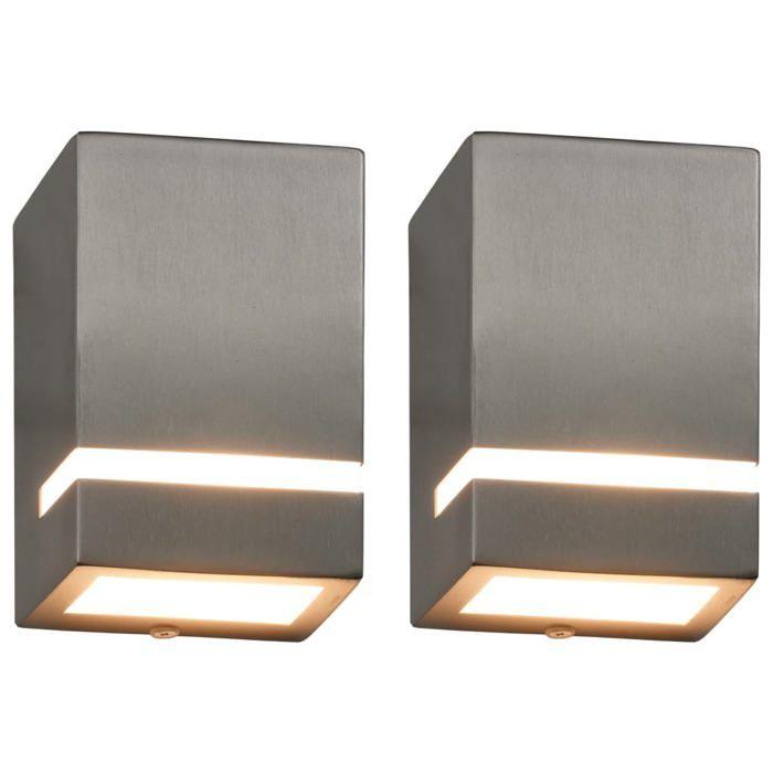 VidaXL 2x Appliques Murales d'Extérieur Rectangulaire Lampe Eclairage Mural Luminaire Couloir Chambre Allée Jardin Balcon 45650
