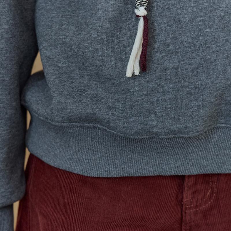 Maxza Color Block Loop String Fleece Hoodie