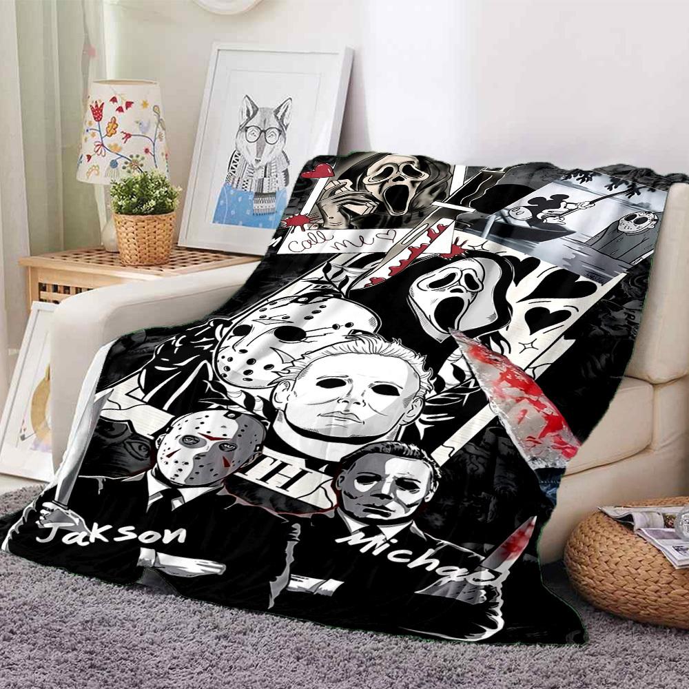 1pc Horror Movie Characters Blanket Soft All Season Throw with Vibrant Design, Perfect for Home, Travel, and Gifts, Ideal for Naps and Camping