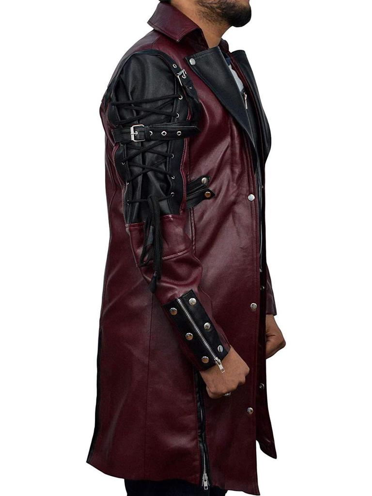 Herren Lederjacke Mittellang - Herbst/Winter Gothic Punk Mittelalterliches Kostüm