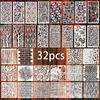 Modelos de Padrão Texturizado de 16 Quadrados para Grafite de Parede DIY - Estênceis de Plástico para Tinta Spray