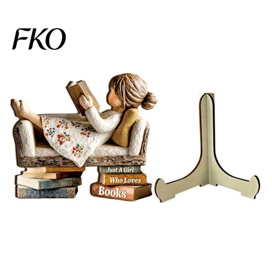 Fashionable Small Ornaments Wooden Reading Desktop for Home Office Decor, Minimalist Figurine, Corrosion-resistant Nordic Decor Creative Art