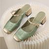 Fashion Baotou High Heel Slippers for Women 2025 Summer Wearing Chinese Style New Chinese Pearl Coarse Heels with Skirts and Slippers
