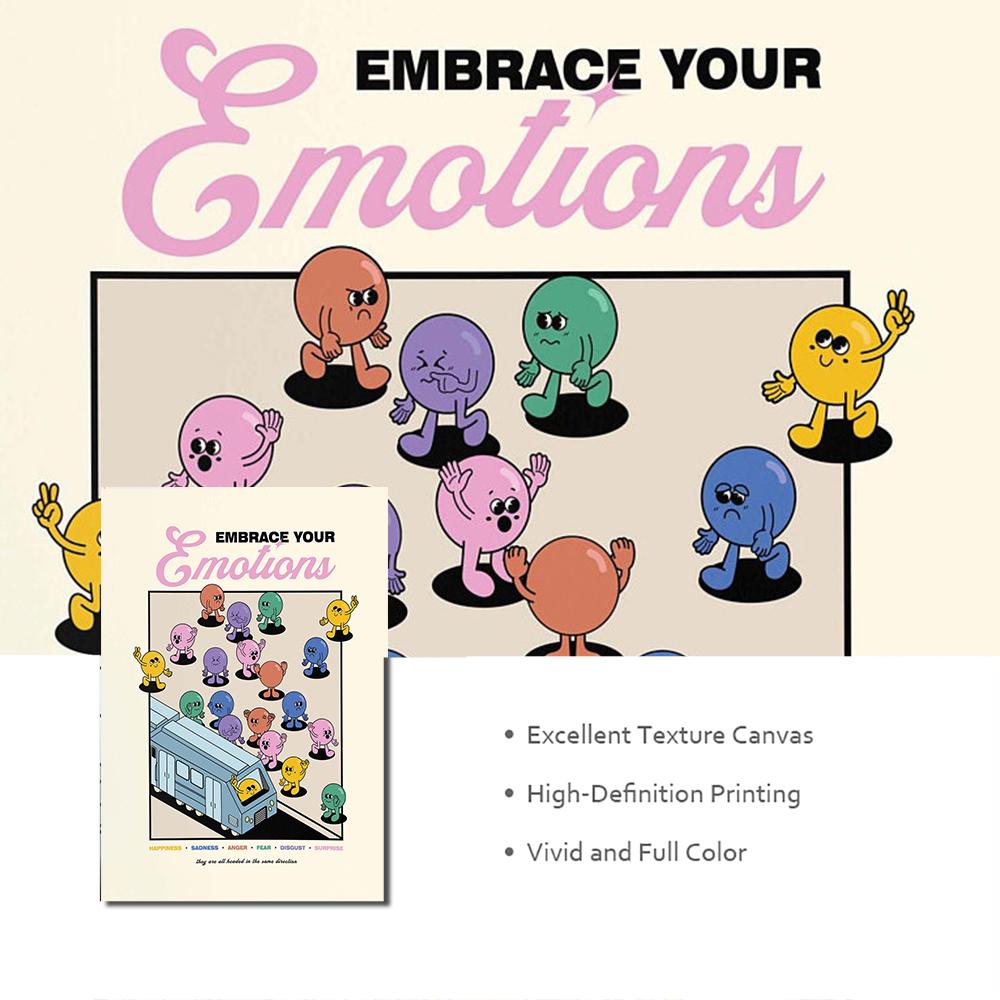 Cartoon Positive Retro Quote Print Feelings Self Love Emotions Art Poster Trendy Abstract Canvas Painting Living Room Home Decor