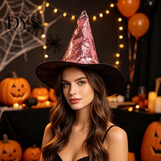 Magic Wizard Hat for Women Reversible Sequin Witch Hat, Sparkly Glitter Large Sparkling Flip Halloween Costume Party Cosplay, Masquerade