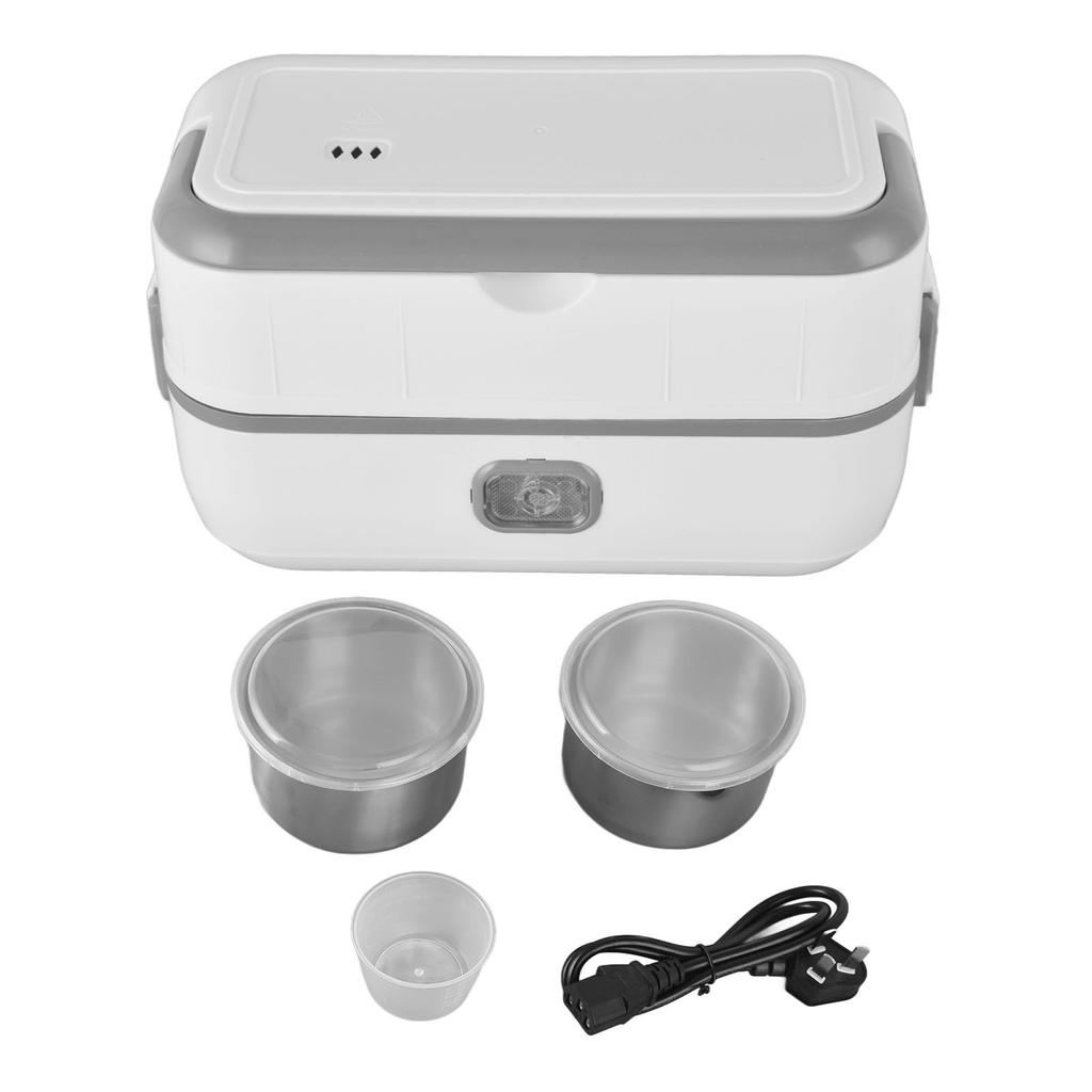 Electric Lunch Box Gray 1.2L Heat Preservation Anti Scald Food Grade Stainless Steel Cooking Lunch