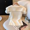 T-shirt grande taille à rayures marine et col montant, effet deux-pièces, haut tendance pour l'été