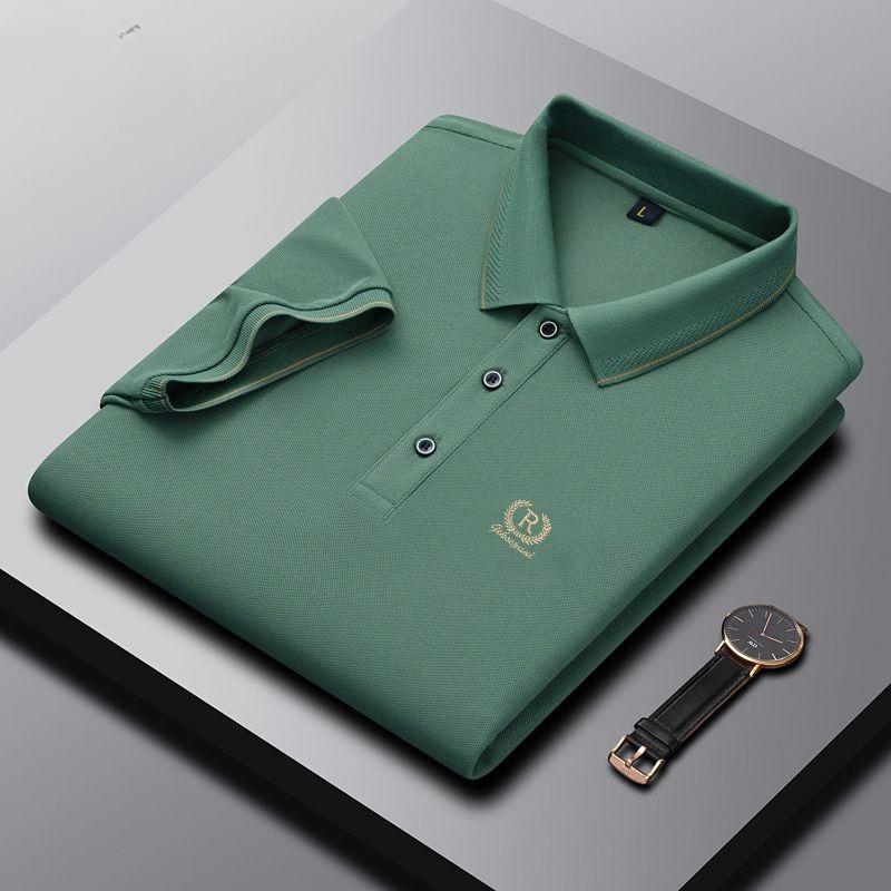 Tricou Polo Bărbătesc Brodat de Înaltă Calitate de Vară Respirabil cu Mânecă Scurtă Larg Mărimi Mari cu Guler Top Casual pentru Bărbați