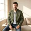 Men S Casual Autumn Winter Large Size Suede Bomber Jacket Long Sleeve Coat