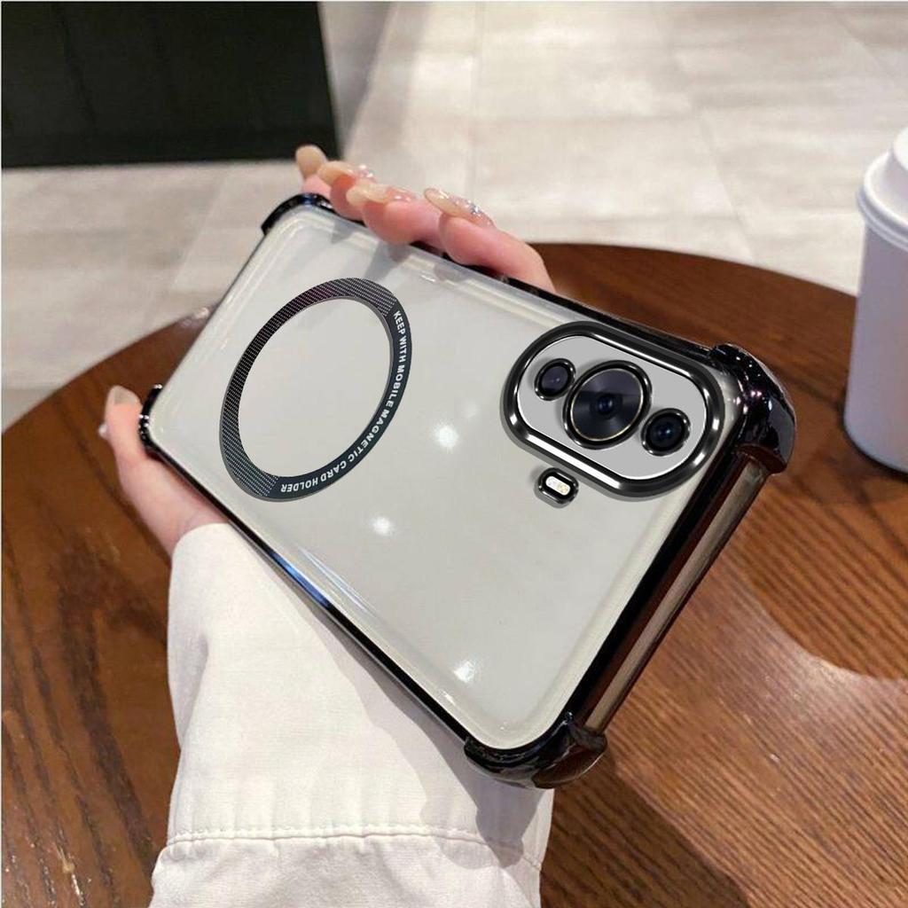 Case for HUAWEI Nova 12s,Nova 11 Pro,Nova 11 Clear Magnetic Casing Electroplated Lens Frame Phone Cover