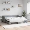 VidaXL Daybed with Trundle and Mattress Light Grey 90x190 Cm Fabric 3197454