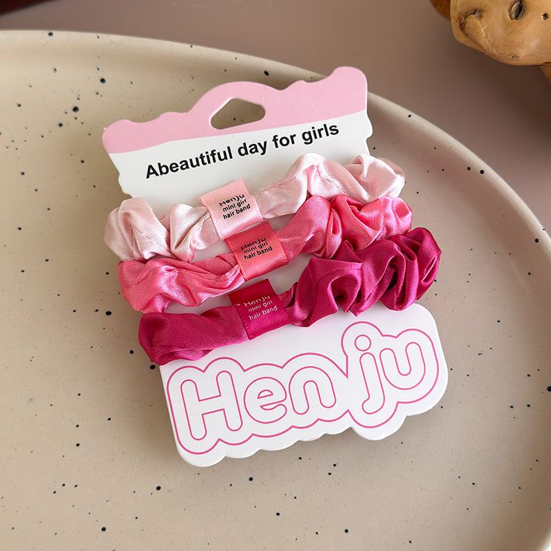 

Sweet and Colorful Small Intestine Hair Ring 3-piece Set Satin Pleated Small Intestine Ring All-match Hair Tie Hair Rope Head Rope