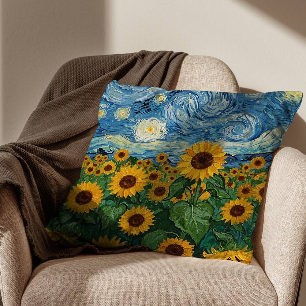 Vincent Sunflowers Van Gogh Pillow Case Office Cushions Suitable For Sofa Car Bedroom Decorative Cushion Cover