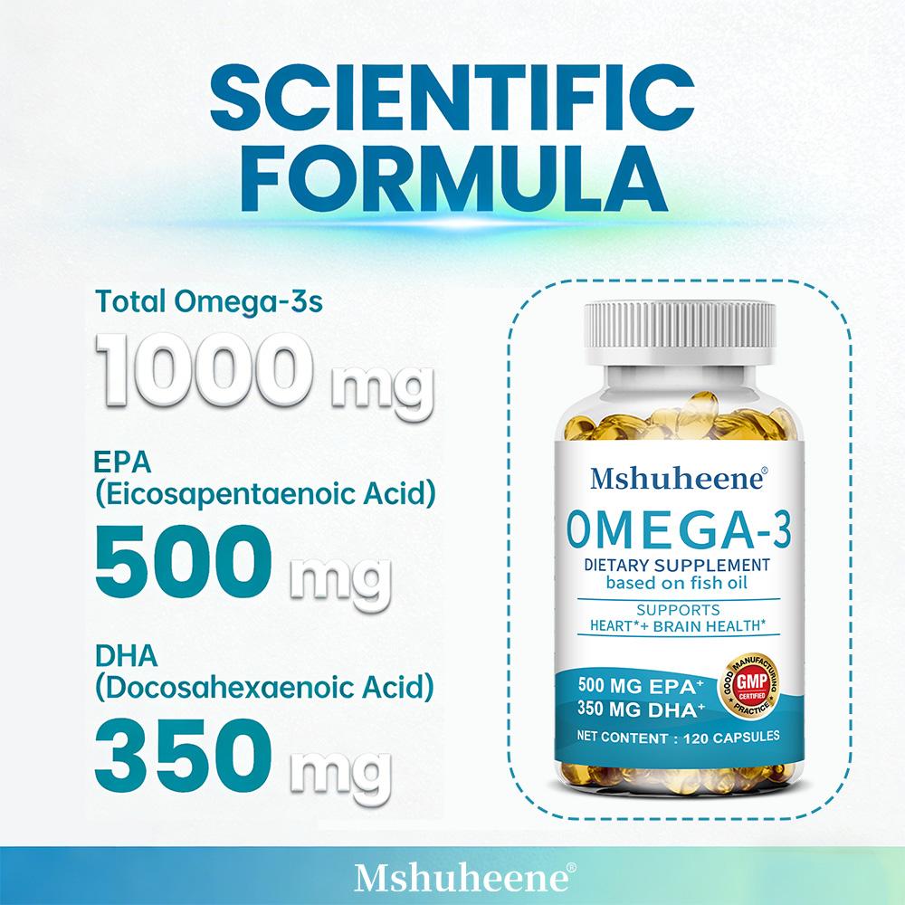 Integratore Alimentare Omega-3, Con Olio di Pesce, 500 mg di EPA e 350 mg di DHA, 120 Capsule