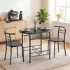 3-teiliges Esszimmer-Set, Küchentisch und Stühle für 2 Personen mit Regal, Wohnzimmer, Schwarze Marmoroptik