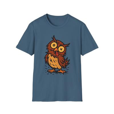 T-shirt Unisex Softstyle Gufo Matto – Maglietta Grafica Divertente con Uccello Cartone Animato
