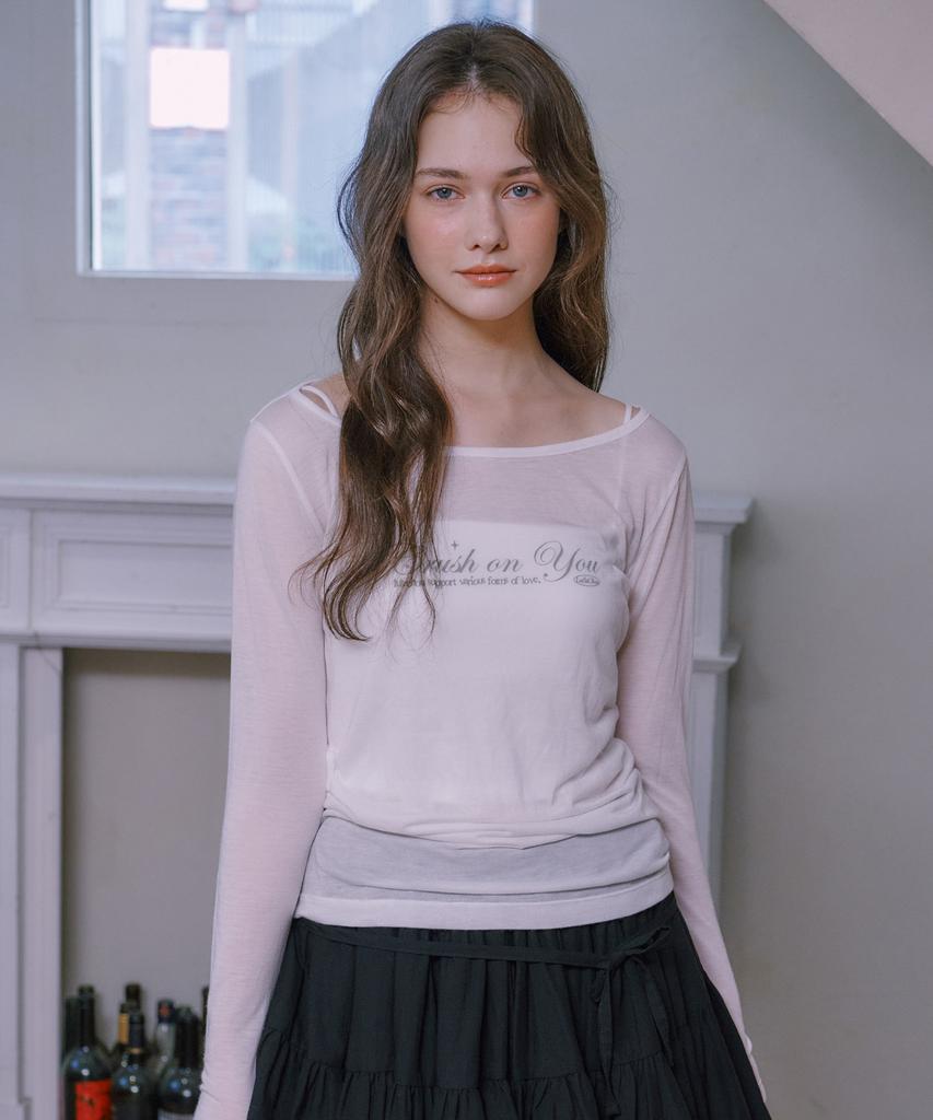 LULUCHOU See-Through Boat Neck T-Shirt - White