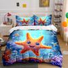 Underwater Starfish-Themed Decor Set Exquisite Three-piece Bedding Set Gift for Kids and Adults