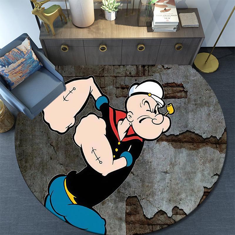 Popeye the Sailor3 Round Area Rug,Carpet Rug for Living Room Bedroom Sofa Playroom Decor,Non-slip Floor Mat
