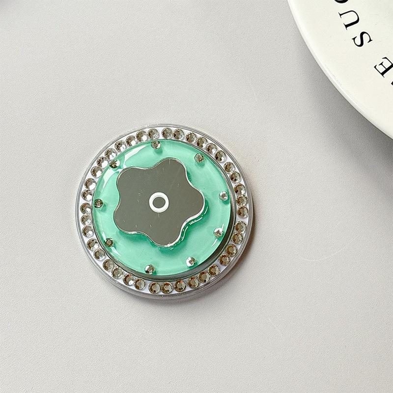 Small Fresh Flower Mirror Mobile Phone Airbag Holder Solid Color Ring Rhinestone Magnetic Creative Design Women'S Gift